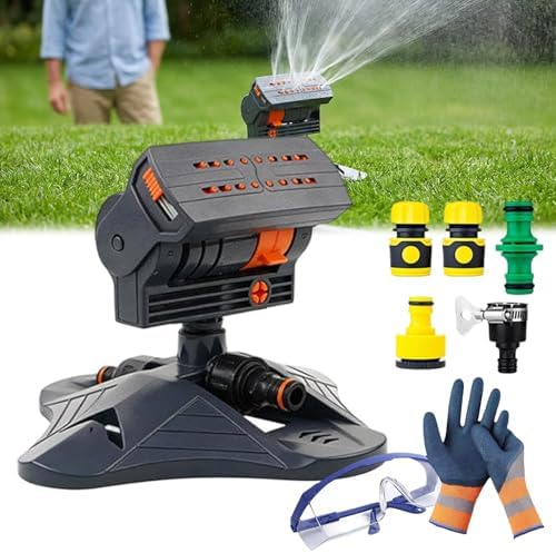 Adjustable Oscillating Sprinkler Wide Coverage, 16-Nozzle Oscillating Water Sprinkler with Large Base, 360° Turbo Orbit Mist Sprinklers System for Lawn Yard (Sprinkler) by Unknown