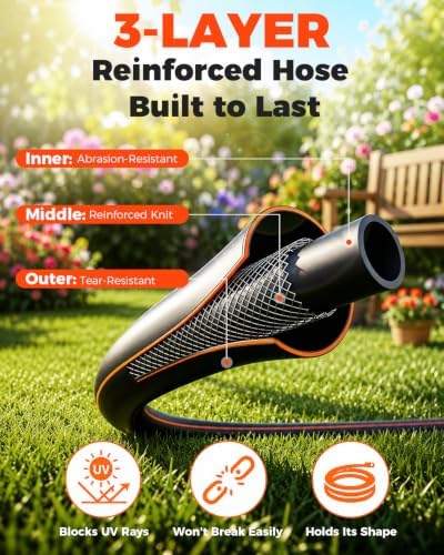 5/8 in 115ft Retractable Garden Hose Reel with Auto Rewind Any Length Lock Heavy Duty Hose Reel,9-Pattern Nozzle,180°Swivel,UV Resistant Wall Mount Water Hose Reel for Outdoor Garden Car Pet Patio - Image 6