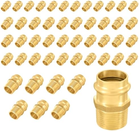 50-Pack Niikappu 1" Copper Press X 1" Male NPT Adapter, Brass Press Fitting Adapter Connector for Copper and Pex Tube by Unknown