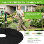 Non-Expanding Garden Hose 100 ft, 360° Anti-Kink Swivel Fittings - Image 4