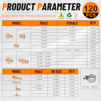 120Pcs Brass Hose Pipe Fitting & Hose Barb Kit for Air/Fuel/Water/Oil Hose - Image 2