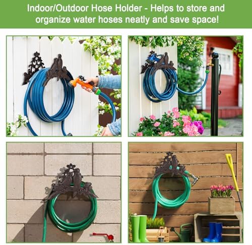 OwnMy Cast Iron Garden Hose Holder Heavy Duty Wall Mount Water Hose Hanger - Image 2