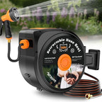 Retractable Garden Hose Reel, 1/2 in x 50 ft Wall Mounted Hose Reel by HooSeen