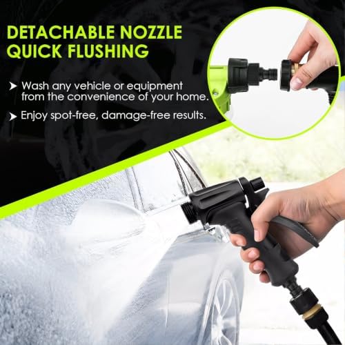 Car Wash Foam Gun with Microfiber Wash Mitt, Adjustable Foam Sprayer for Garden Hose, 6-Level Soap Mixing Car Wash Kit for Cars Trucks SUVs RVs Motorcycles Boats, Green - Image 3