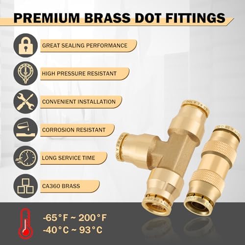 CheeMuii 35PCS Brass DOT Air Line Fittings Kit DOT Push Lock Air Fittings - Image 5