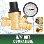 U.S. Solid 3/4 in GHT RV Water Pressure Regulator, Screwdriver-Adjustable Lead-Free Brass, 45 psi Preset, 0-140 psi Gauge, Stainless Filter, for RV Camper Trailer and Garden Hose - Image 5