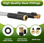 Metal Garden Hose 50ft Stainless Steel Hose Heavy Duty Flexible Water Hose with 10 Way Spray Nozzle Durable 3/4 Solid Brass Fittings-Outdoor Yard Lightweight No Kink Collapsible Water Pipe - Image 4