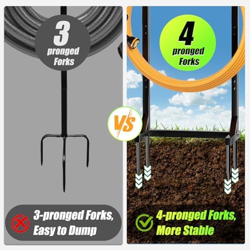 Garden Hose Holder, Super Stable Water Hose Holders Stand Holds 160-Feet Hose, Detachable Freestanding Hose Storage Hanger Rack for Outside Yard Lawn Farm, Black - Image 6