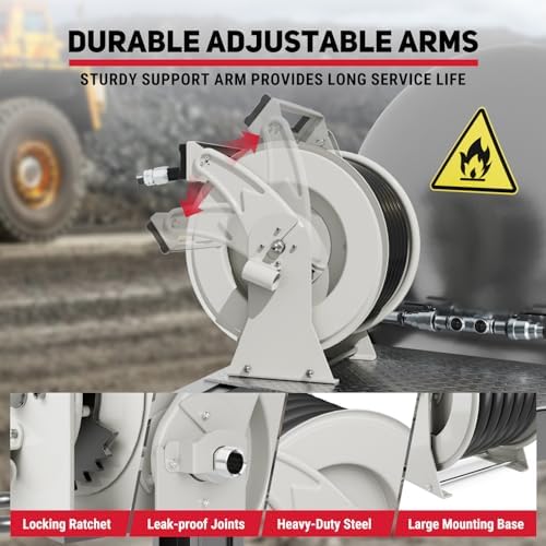 Diesel Fuel Hose Reel 1" x 50', Retractable with Nozzle - Image 5