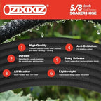 50FT 5/8-Inch Soaker Hose, Flexible with Solid Brass Connector, Leak-Resistant Watering System for Gardens & Vegetable Beds - Image 4