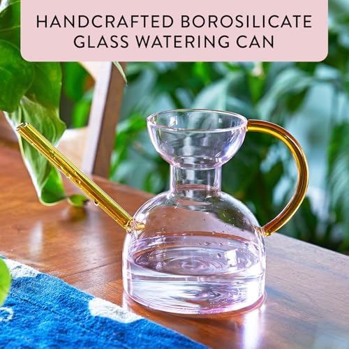 Modern Sprout Glass Watering Can -32oz -Long Spout Modern Decor (Pink/Gold) - Image 2