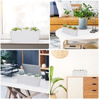 GREANER Flower Boxes, 3 Pack 12x3.8 Inch Rectangle Window Boxes, Herb Planters with Tray, Indoor Succulent Cactus Flowers Plastic Drawable Pot for Windowsill, Garden, Balcony, Office Outdoor (White) - Image 6