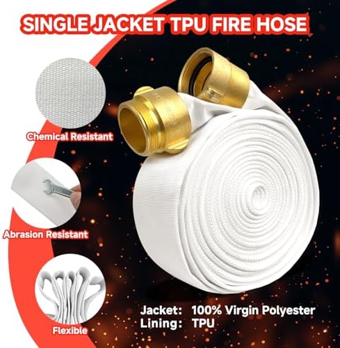 2‑1/2" x 50 ft Single Jacket Fire Hose with NST/NH Brass Couplings & Spray Nozzle, 750 PSI Burst, Commercial Grade - Image 3