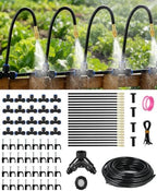 130FT Drip Irrigation System for Garden: 20 Nozzles 1/4" PE Tubing Automatic Watering Kit Adjustable Misting Sprinkler Mister Hose for Water Plants Tape Raised Beds Lawn Outdoor Yard Greenhouse 130FT by Unknown