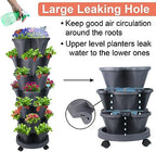 GameXcel Vertical Planter Tower - 7 Tier Stackable Garden Planters with Wheels and Garden Tool Set Plant Pots for Strawberry Herb Flower and Vegetable Indoor Outdoor Use Dark Gray - Image 3
