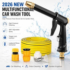 2026 New Multifunctional Car Wash Tool,High Pressure Hose Nozzle for Garden Hose,Metal Power Washer Wand with 360° Adjustable Spray,Brass Connector Trigger Lock for Car Washing (1set+49FT(15m) Hose) - Image 2