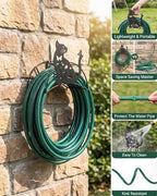 Butterfly Hose Holder Metal Wall Mount HeavyDuty 125'5/8"Garden Hose Hanger - Image 2