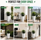 22.5'' Tall Planters for Outdoor & Indoor, Self Watering Plant Pots Set of 2 with Water Level Monitor & Drainage, Automatic Watering for Patio Garden, White - Image 7