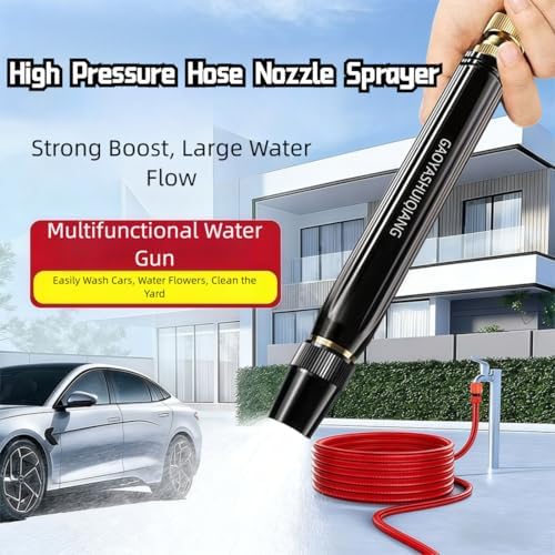 High Pressure Hose Nozzle Sprayer, Home High-Pressure Car Wash Water Gun with Booster Nozzle and Hose, Jet Nozzle Power Washer for Garden Hose for Plant Watering Lawn Car (E) - Image 4