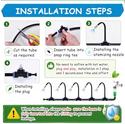 Adjustable Gooseneck Misting Kit, 360° Flexible Bendable Brass Atomizing Mist Nozzles, 16 33 66 98 131 164ft Misting Nozzles Irrigation Kit for Workshop(32.8'/393.7"/10m) - Image 3