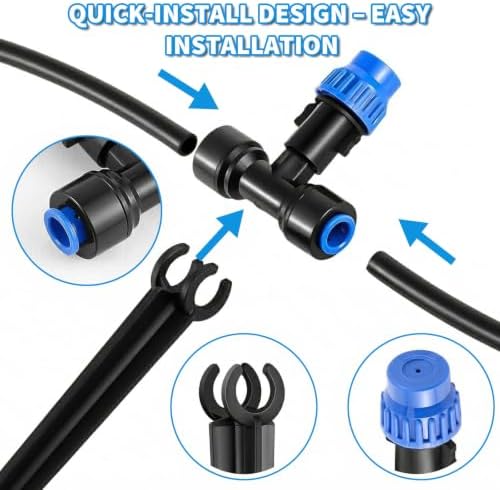 Drip Irrigation System 130FT with 10 Bendable Nozzles, 10 Misting Emitters, 10 8-Outlet Drip Emitters, 1/2 & 1/4 Inch Hoses – Garden Watering & Misting Kit for Yard, Lawn, Greenhouse - Image 6