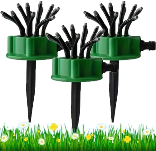 360° Coverage Precision Garden Irrigation Sprinkler, Multi-Directional Lawn Sprinkler for Large Area, Adjustable Spray Patterns, Above Ground Yard Watering System (3PC) by Lubunet