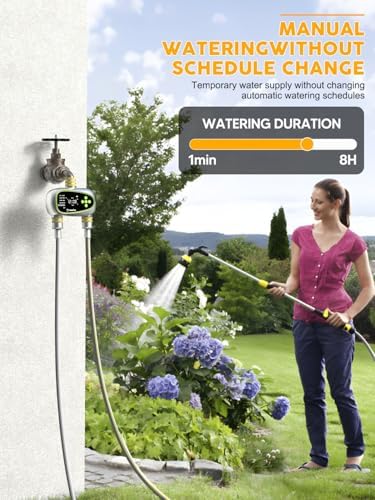 Water Timer for Garden Hose - 2 Zone Sprinkler Controller with Soil Moisture Sensor, Rain Delay & Brass Inlet Programmable Hose Timer, Automatic Drip Irrigation System for Yard Lawn Greenhouse - Image 4