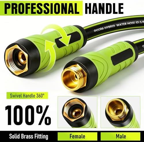 Garden Hose 75ft x 5/8", Heavy Duty Water Hose, Flexible and Durable, Kink Resistant Lightweight Hybrid Hose, Leakproof Yard Hose with Male to Female Fittings - Image 4