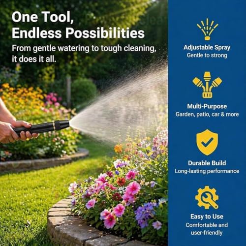 2026 Professional Jet Sweeper Nozzle, Heavy Duty Adjustable Twist Hose Nozzle Jet Sweeper Nozzle, Home High Pressure Car Wash Water Gun for Garden Hose, Watering, Lawn, Car (2PCS) - Image 5