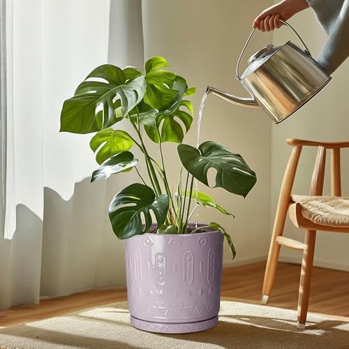 Eightpot Ceramic Plant Saucer, 11.4 Inch Plant Pot Saucers for Indoor Outdoors, Round Plant Drip Trays, Modern Plants Plates to Catch Water, Decorative Plants Dishes to Catch Water, Purple - Image 3