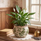 Geetery Ceramic Planter Pot 7.1 Inch Round Plant Pot, Vintage,Green,Small - Image 4