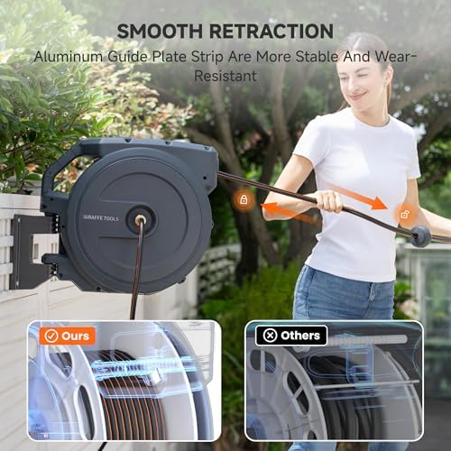 Giraffe Tools Retractable Garden Hose Reel 5/8" 90FT Wall Mount Auto Rewind - Image 3