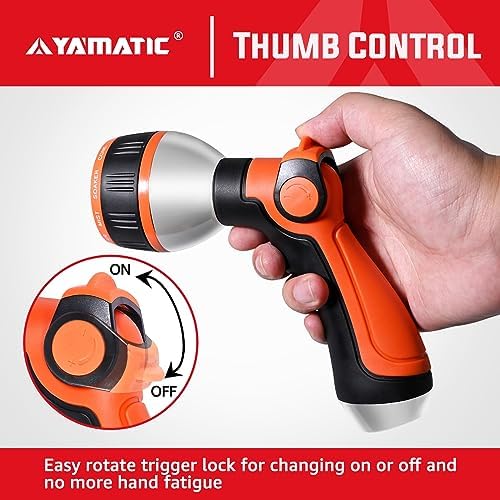YAMATIC 50FT Flexible Garden Hose 5/8", Brass Swivel Handle Burst 600 PSI and Garden Hose Nozzle, 10 Adjustable Spray Patterns, 1PCS - Image 6