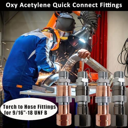Oxy Acetylene Torch Hose Quick Connect Fittings B-Size 9/16"-18 4PCS - Image 2