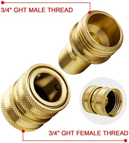 YAMATIC Brass Garden Hose Quick Connect Fittings, 3/4" Thread (6 PACK) - Image 2