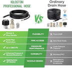 35FT Sewer Jetter Kit for Pressure Washer, 5800 PSI Slim Hose with Compact Connector for Easy Pipe Insertion, 1 Jet Nozzle, 2 Adapters, Compatible with Spray Guns, Ideal for Clogged Drains - Image 7