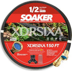 150FT 1/2" Heavy-Duty Soaker Hose with Solid Brass Connectors, Ultra-Flexible Even Water Flow with Metal Staples & Y-Splitter by XDRSIXA
