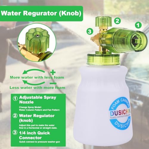DUSICHIN Short Pressure Washer Gun with Foam Cannon,4000 PSI Power Washer Foam Blaster 1/4'' Quick Connector,Car Wash Foam Gun Snow Foam Lance with 7 Pressure Washer Nozzles for Car Washing DUS2903 - Image 5