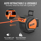 VEVOR Retractable Hose Reel, 65 ft x 5/8 inch, 180° Swivel Bracket Wall-Mounted & Retractable Air Hose Reel, 3/8 IN x 50 FT Hybrid Air Hose Max 300PSI - Image 7