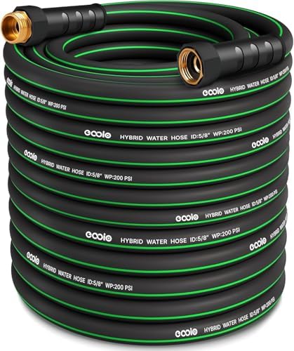 Heavy Duty Garden Hose 100ft, NON-EXPANDABLE Flexible Water Hose, Kink Resistant Lightweight Hybrid Hose, Leakproof Hose Male to Female Fittings by EOOIOGARDEN