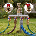Gerrii 2 Pack 4 Way Hose Splitter Heavy Duty Solid Brass Manifold Hose Faucet T Tap Connection with Individual On/Off Valve, 3/4" GHT Spigot Adapter, Garden Outdoor Pipe Tap Splitter - Image 2