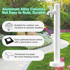 Stainless Steel 60/95cm Water Dispenser Column, Round with Water Tap and Hose Connector Free-Standing Garden Tap Outdoor Spigot, Vertical Water Hydrant(White,60cm/23.6in,Style 2) - Image 5