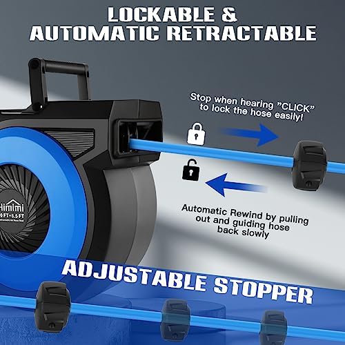 80FT + 6.5FT Retractable Air Hose Reel, Wall Mount Pneumatic Hose Reel for Garage Workshop, Automatic Rewind, 3/8" x 80' Hybrid Air Hose with Brass Fittings + Bend Restrictors, 300PSI - Image 3