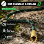25 FT Premium Non-Expanding Garden Hose Ultra Lightweight, 25FT Watering Hose with 10 Function Nozzle, Kink & Tangle-Free, Leakproof & Pressure Resistant for Yard/Lawn/Camping (Black&Green) - Image 3