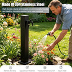 Stainless Steel Outdoor Vertical Garden Water Column, freestanding Hose Stand with Faucet, Outdoor Antifreeze Faucet Water Dispenser Hydrant for Irrigation and Washing(60cm/23.6in) - Image 5