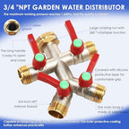 4-Way Brass Garden Hose Splitter with Comfort Grips - 3/4” NPT Leak-Proof Water Tap Connector, Heavy Duty Multi-Outlet Manifold with Individual Shut-Off Valves for Lawn, Irrigation & Outdoor Use - Image 5