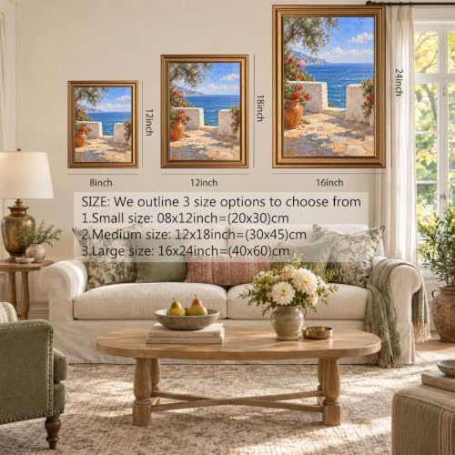 Sea View Between White Stone Walls Gold Framed Poster for Entryway Art - Image 2