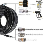 Sewer Jetter Kit for Pressure Washer 5800 PSI Drain Cleaner Hose 1/4 Female NPT,Button Nose,Pressure Washer Adapter,Button Hose Sewer Jetting Nozzle Pearl Corsage Pin Waterproof Tape with 2 Spanner - Image 3