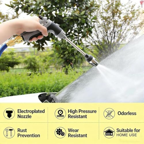 Pressure Washer, Adjustable High-Pressure Hose Nozzle for Car Washing, Garden Watering and Outdoor Cleaning，Foam Cannon + Plastic 3-Way Connector + 15m Round Hose - Image 6