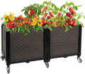 Raised Plant Box with Wheels 31.5"x15.7"x16.1", Raised Beds for Gardening Self Watering, Durable Metal Lockable Casters, Rectangular Garden Planter Perfect for Garden Patio Balcony Deck by CiaoStilista